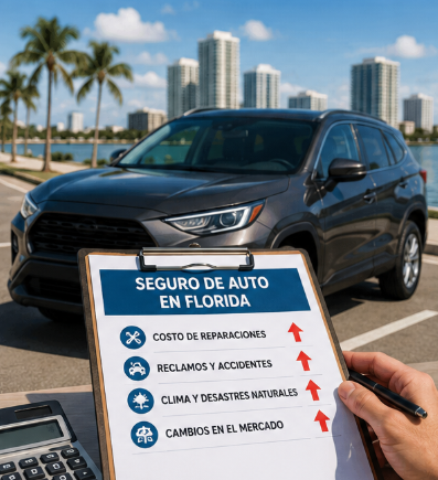 Seguro de auto en Florida y aumento de tarifas